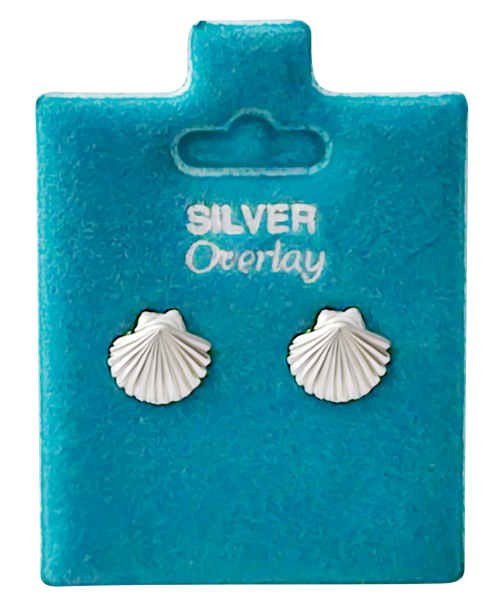 Made In USA Scallop Shell Stud Earrings Gold or Silver