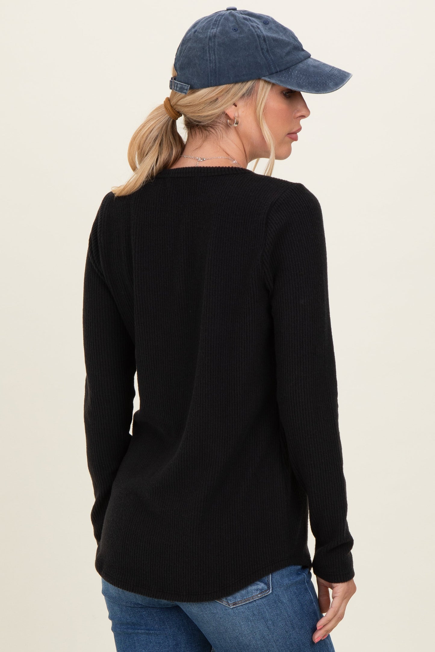 Black Contrast Long Sleeve Thermal Top