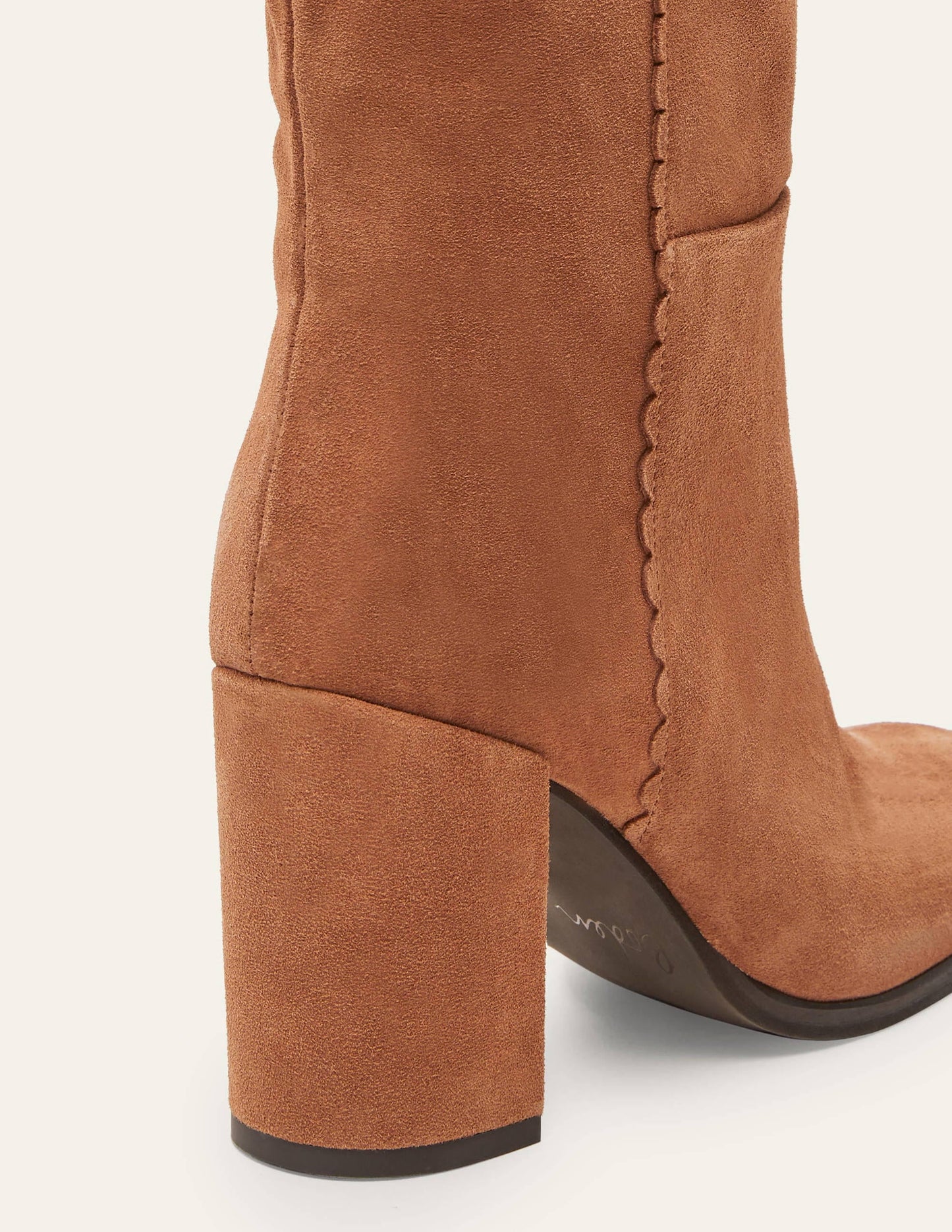 Block Heel Knee High Boots-Tan
