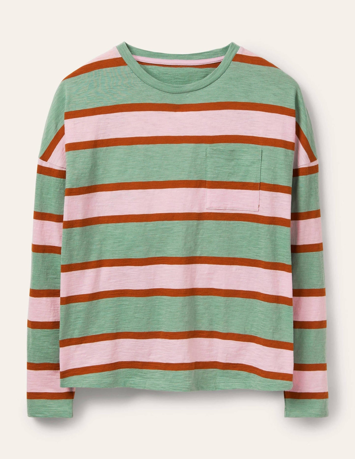 Boxy Jersey Tee-Duck Egg/ Coconut Stripe
