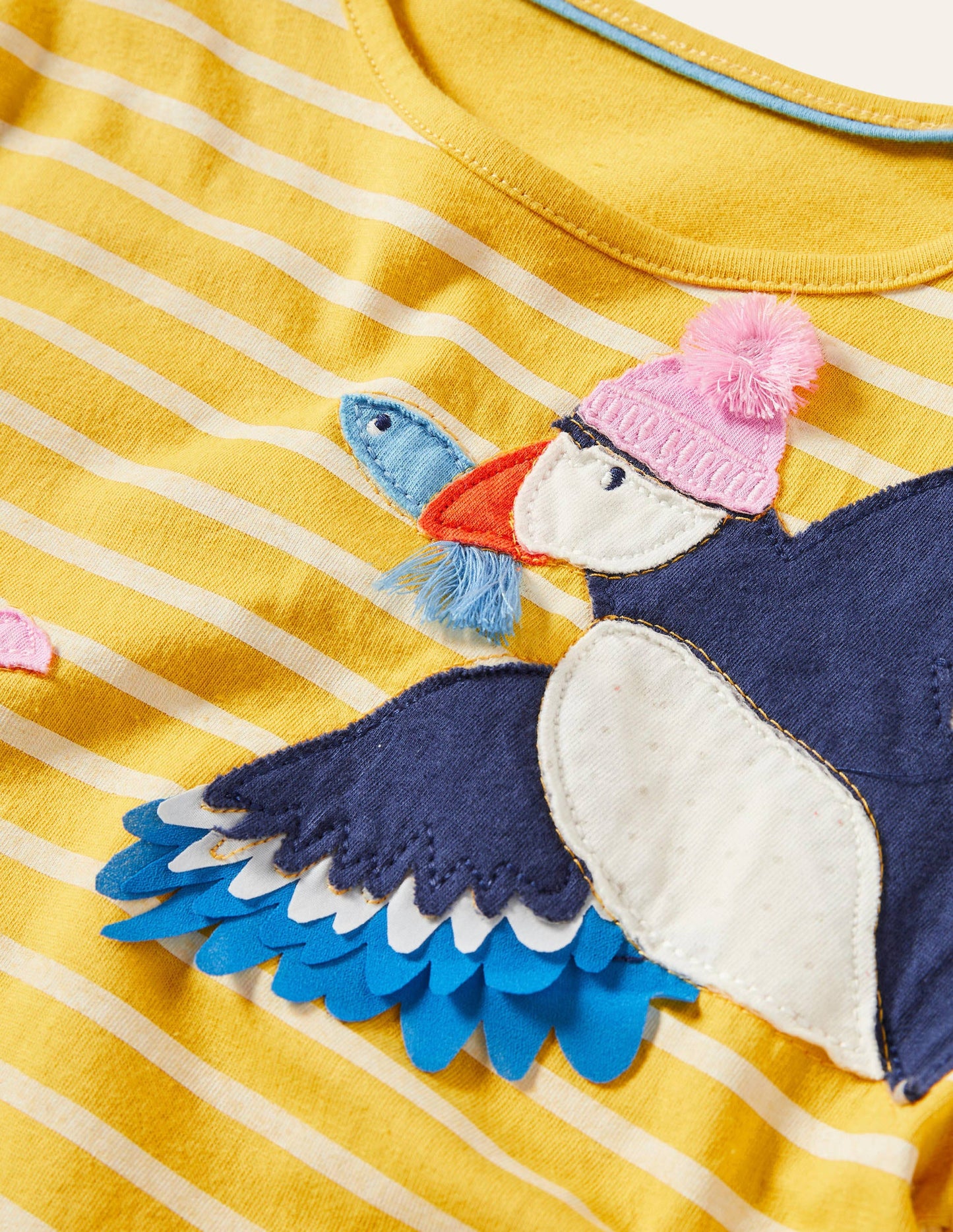 Big Appliqué T-shirt-Sweetcorn Yellow/Ivory Birds