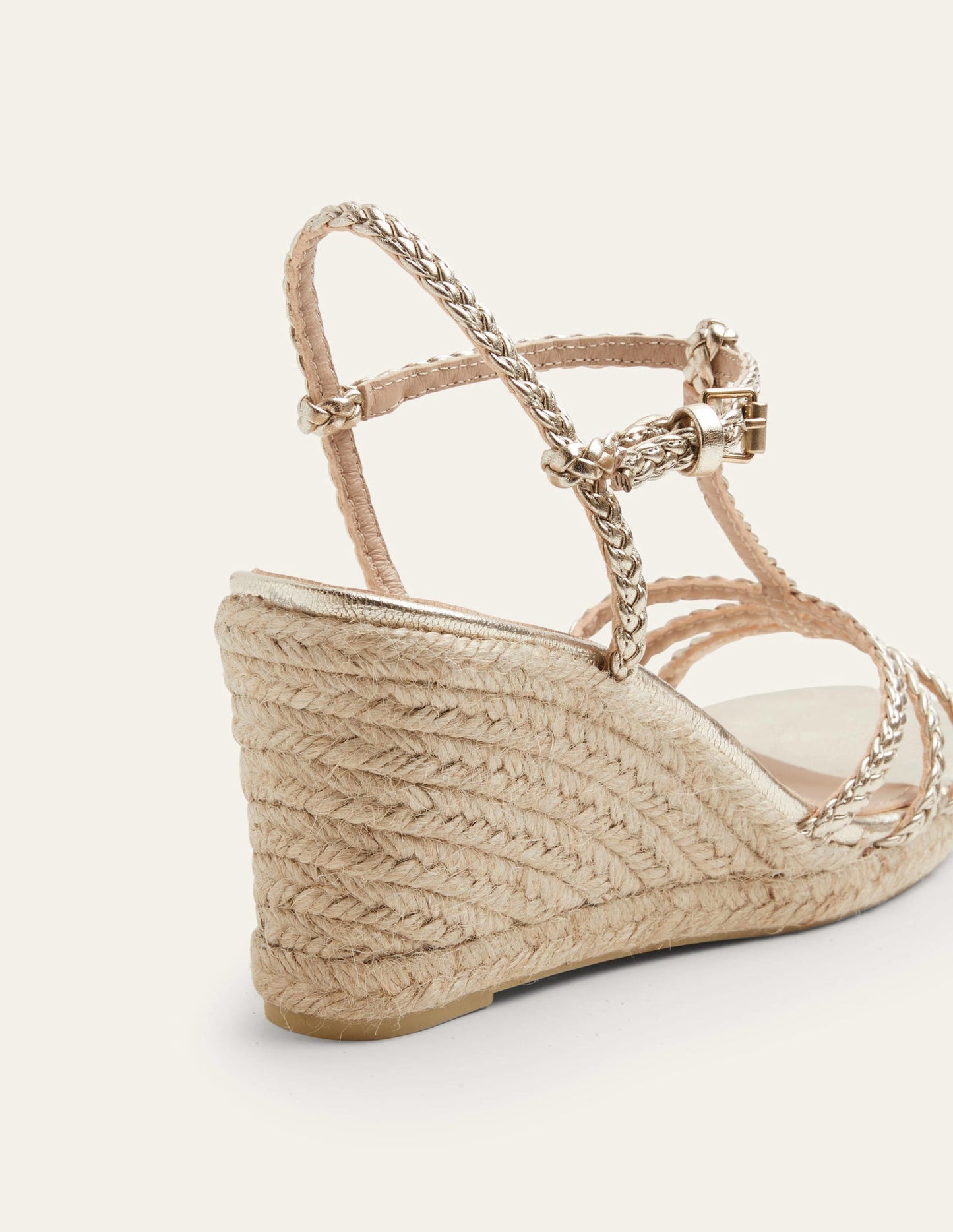 Braided Espadrille Wedges-Pale Gold Metallic