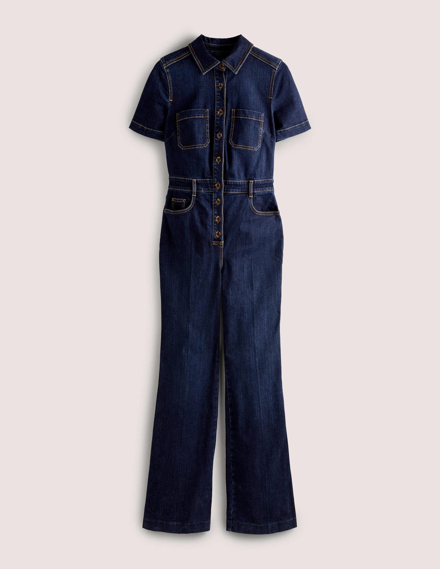 Bootcut Denim Jumpsuit-Indigo