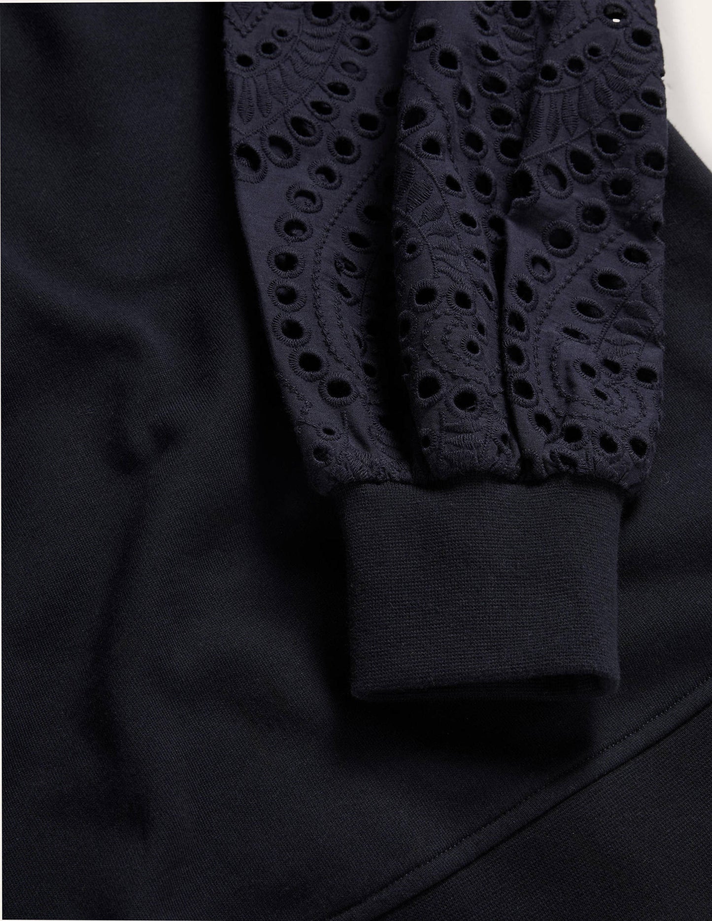 Broderie Blouson Sweatshirt-Navy