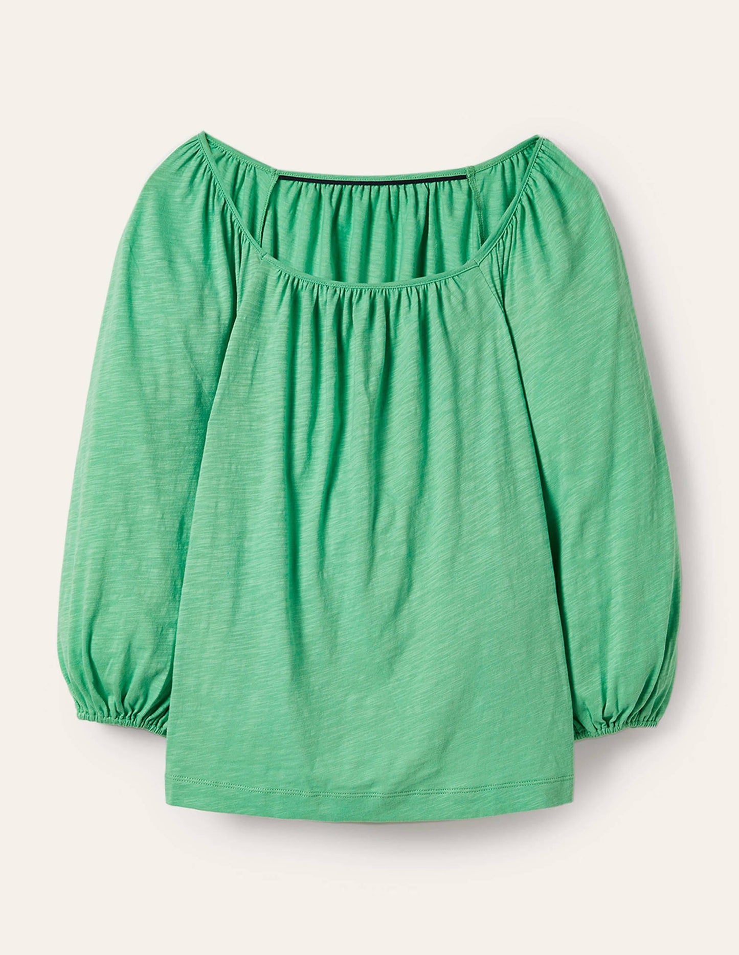 Blouson Sleeve Cotton Top-Zephyr Green