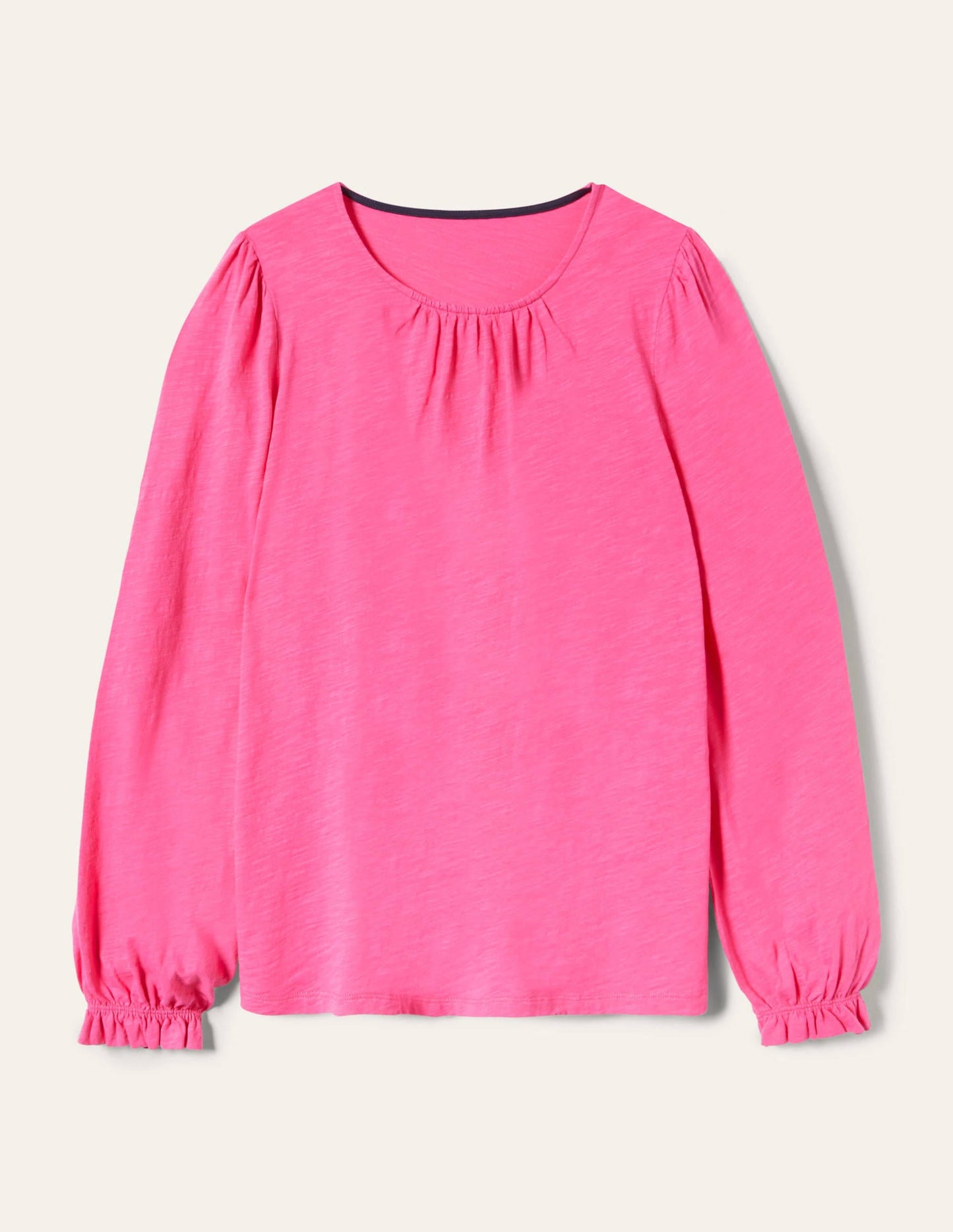 Blouson Cotton Crew Neck Top-Festival Pink
