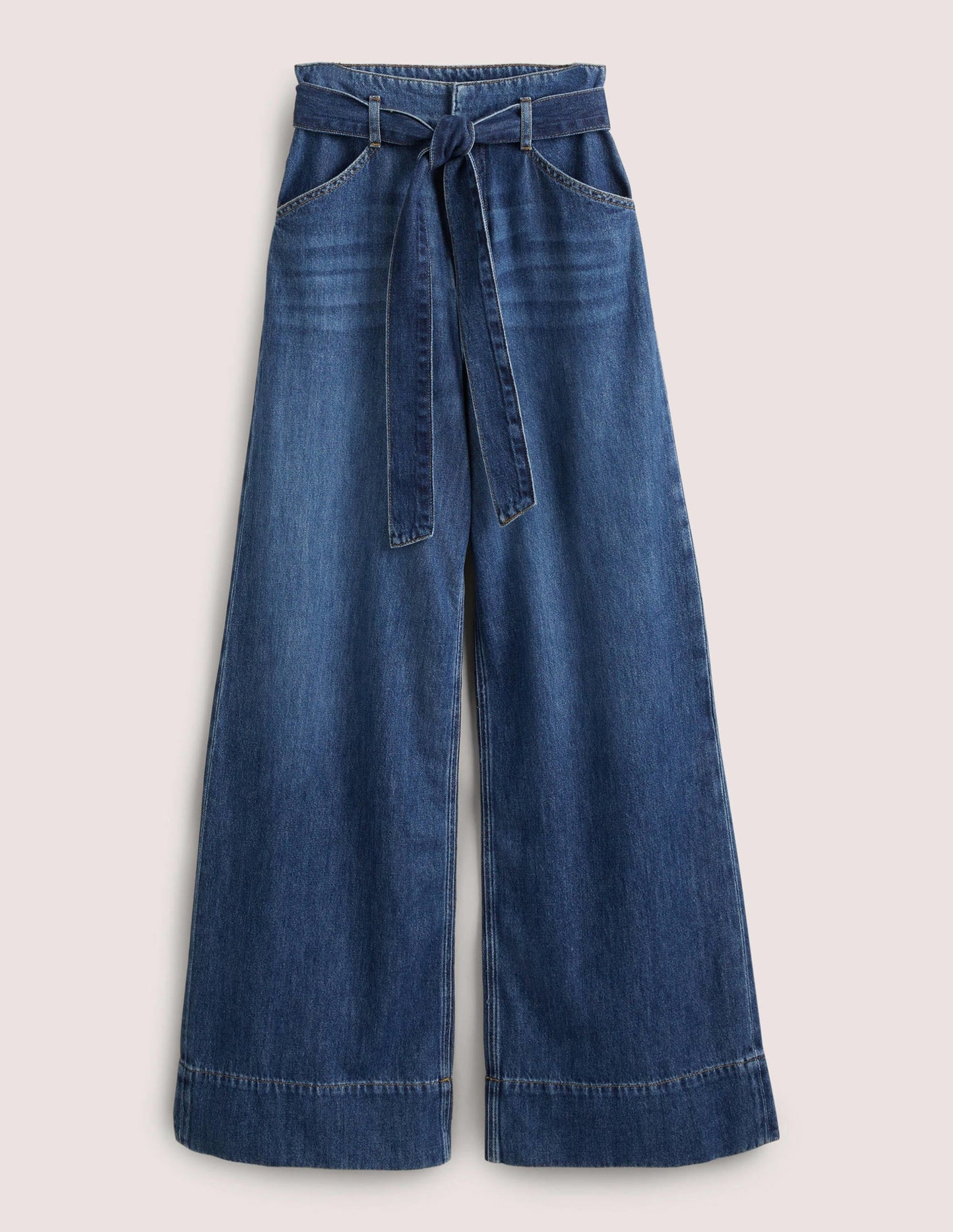 Belted Wide Leg Jeans-Mid Vintage