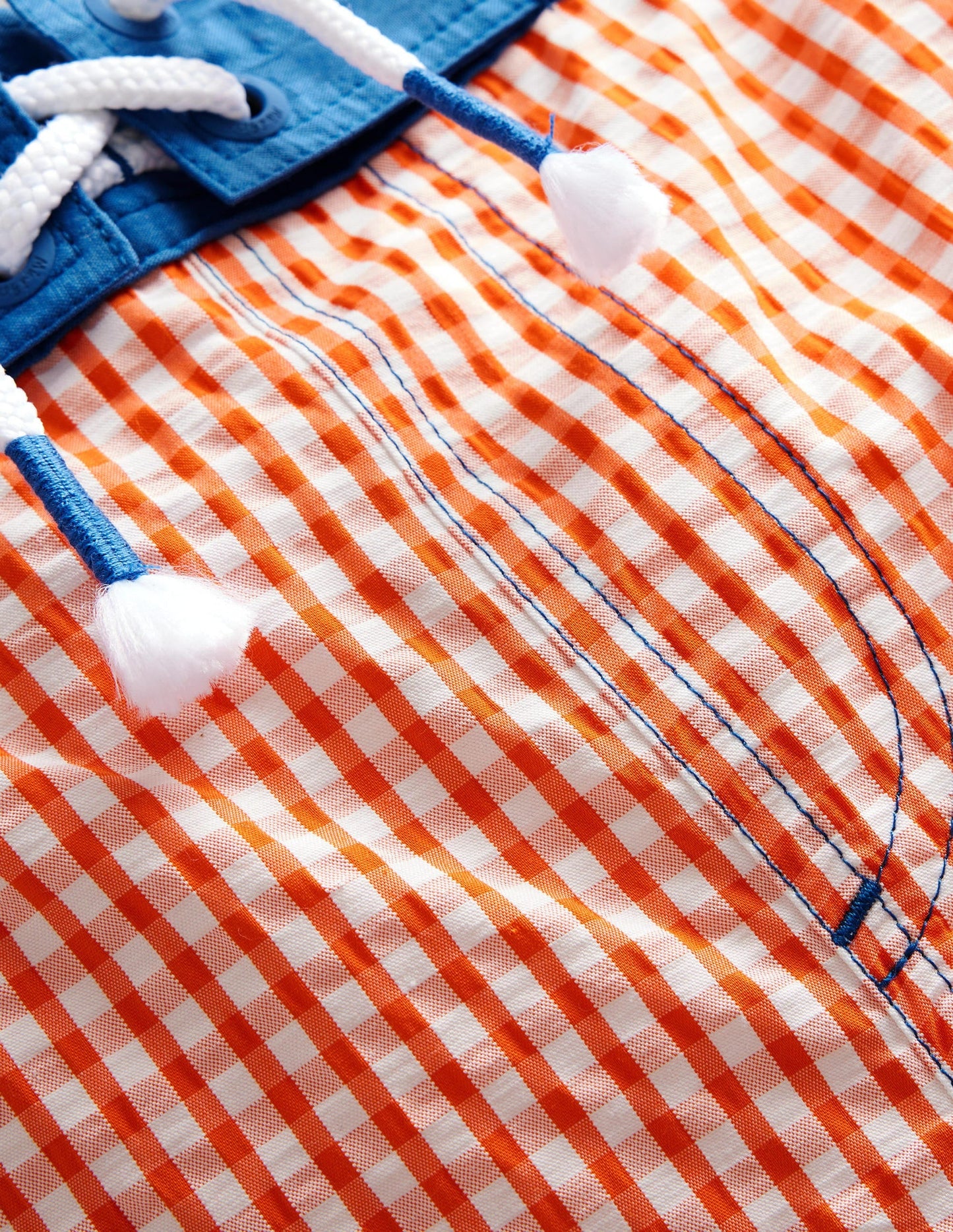 Board Shorts-Coral and Ivory Gingham