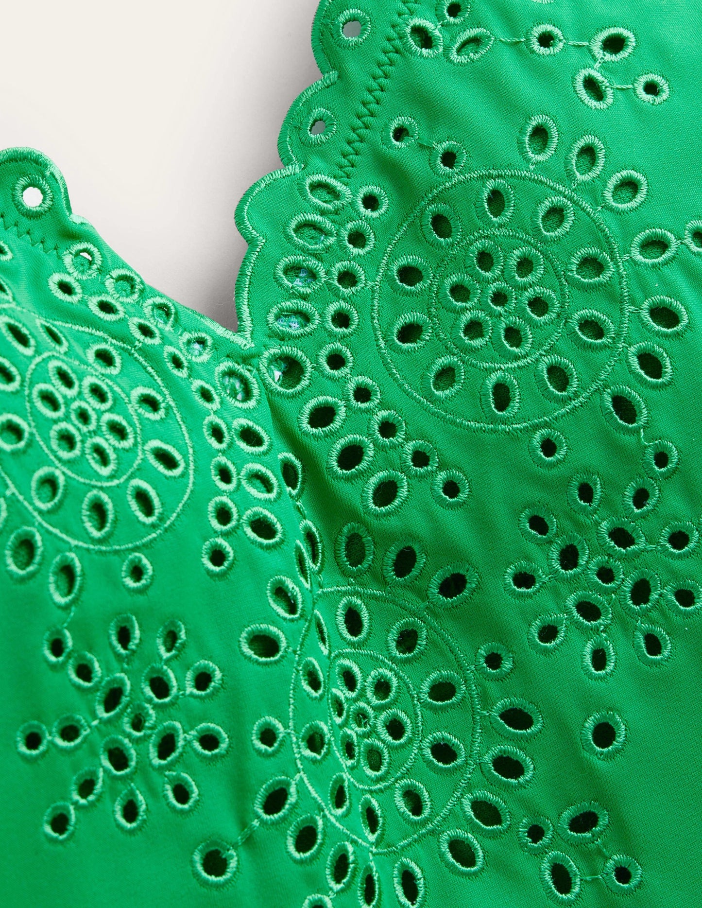 Broderie V-neck Swimsuit-Green Pepper