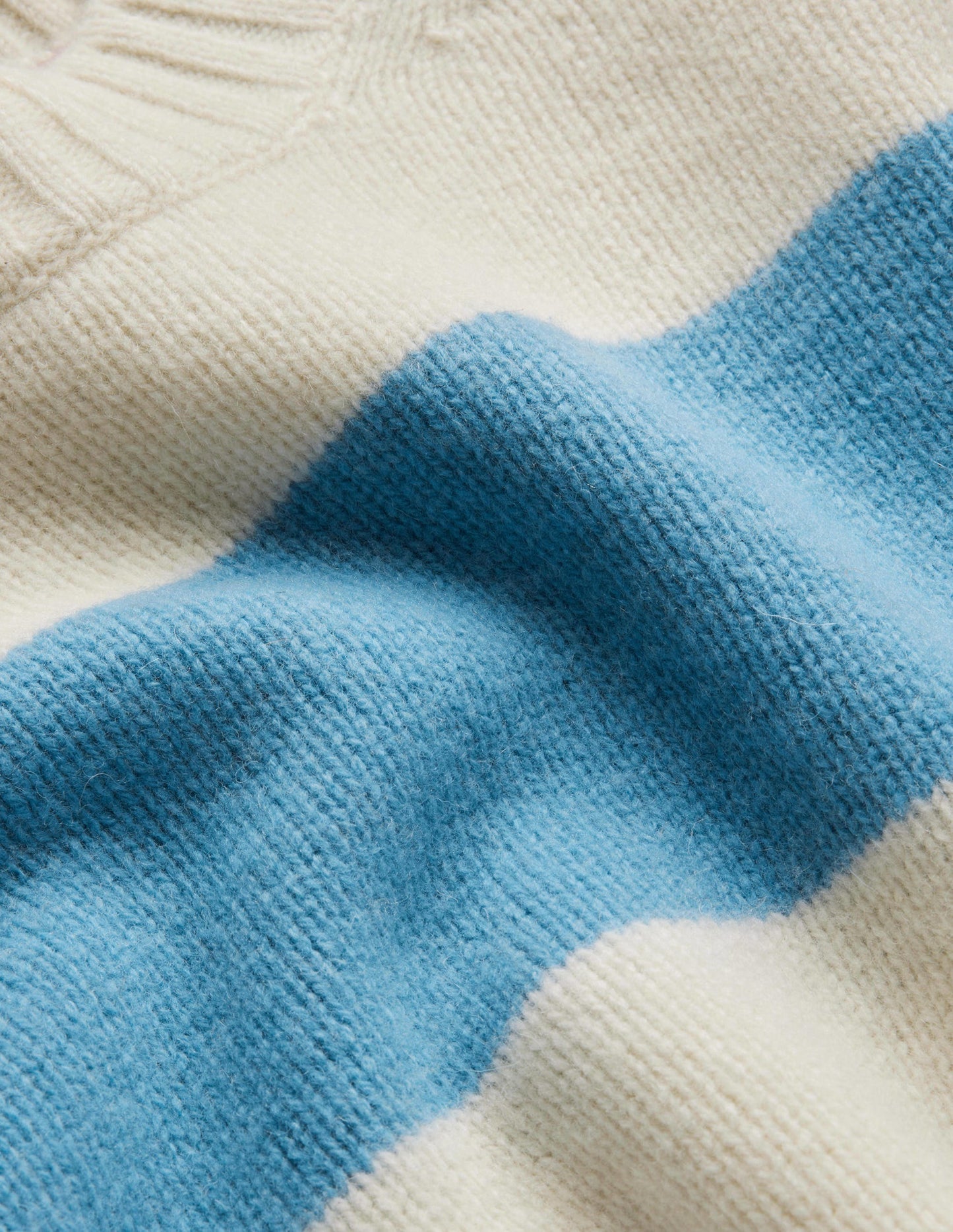 Brushed Wool Cropped Sweater-Linseed, Ivory Stripe