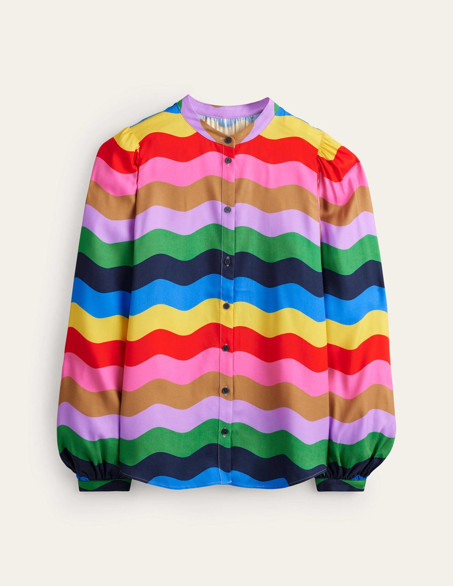 Blouson Sleeve Blouse-Multi, Rainbow Wave
