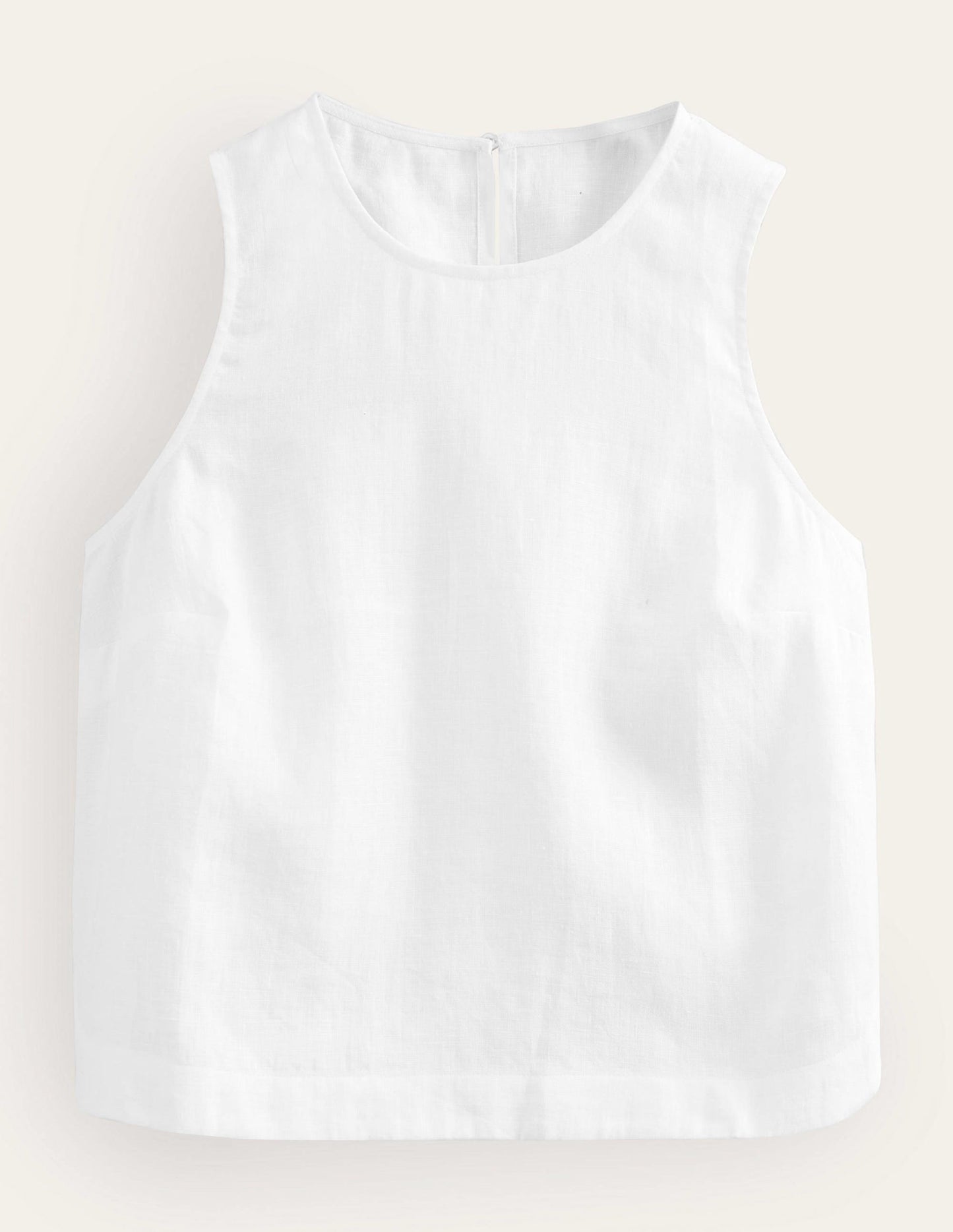Boxy Linen Shell Top-white