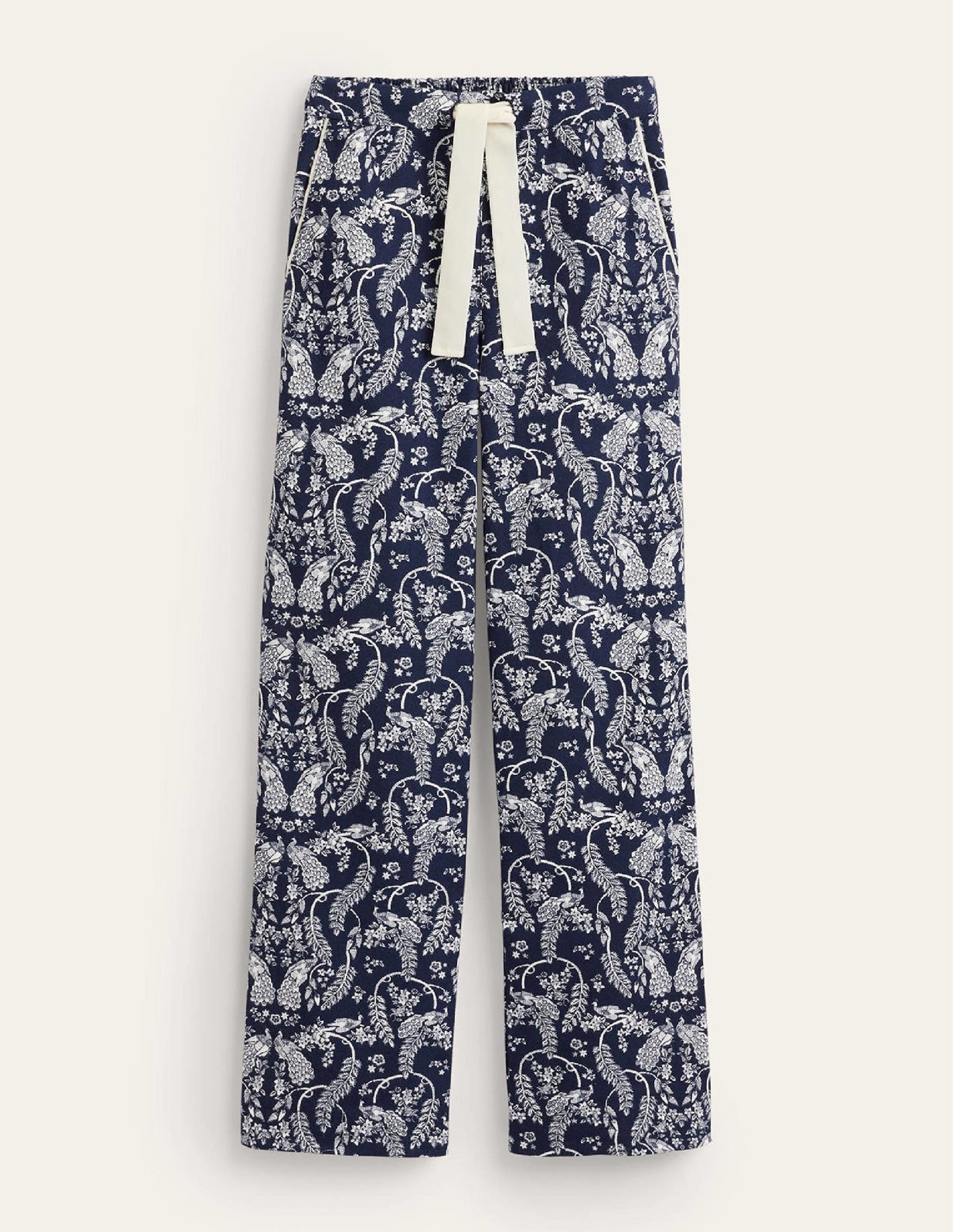 Brushed Cotton Pajama Pants-French Navy, Peacock