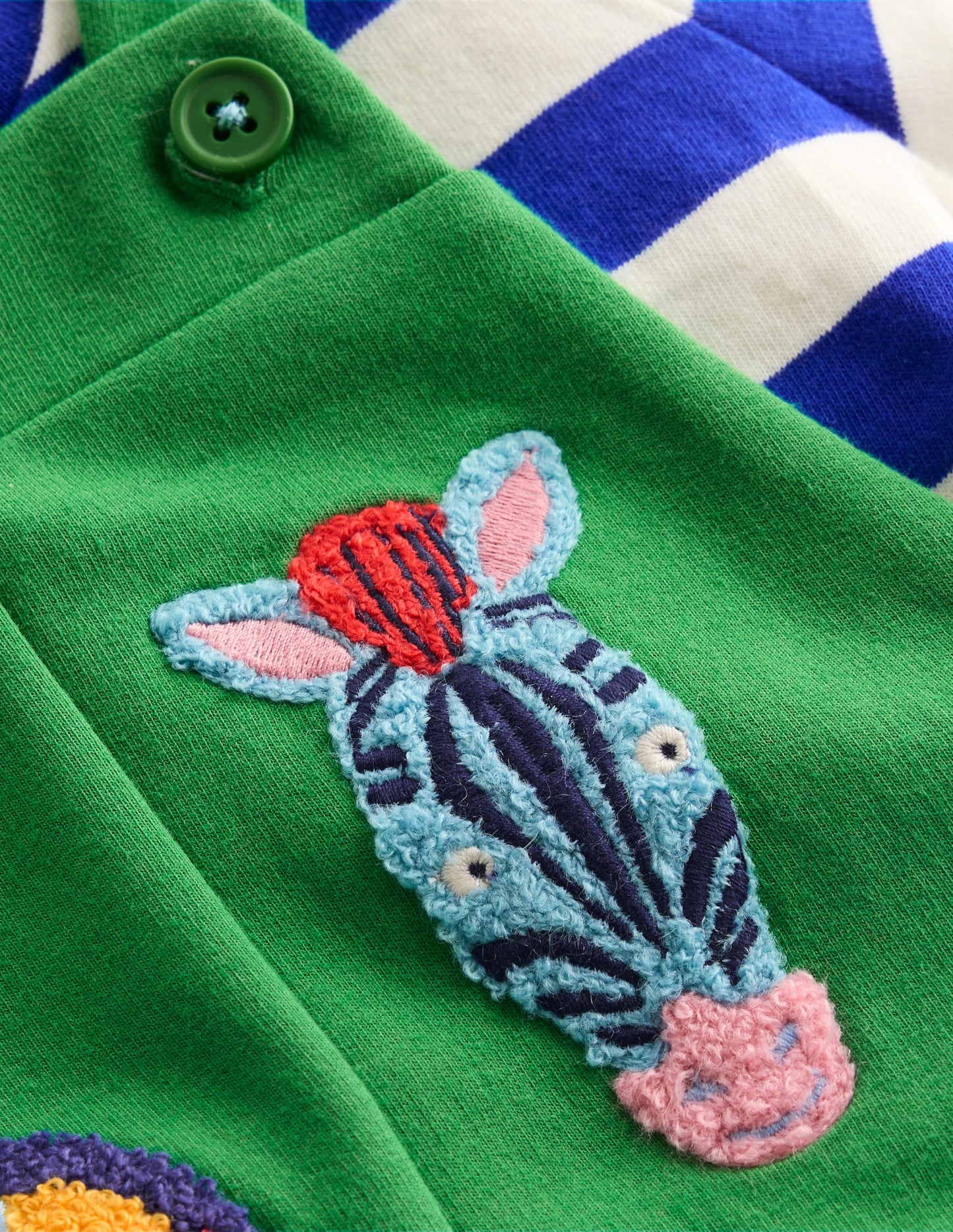Boucle Jersey Overalls Set-Green Jungle Animals