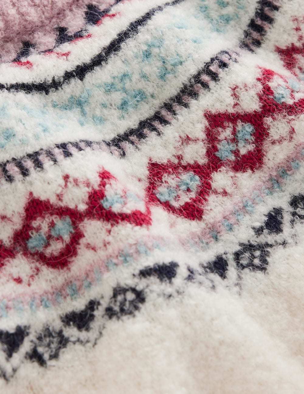 Bouclé Raglan Sweater-Warm Ivory Fair Isle
