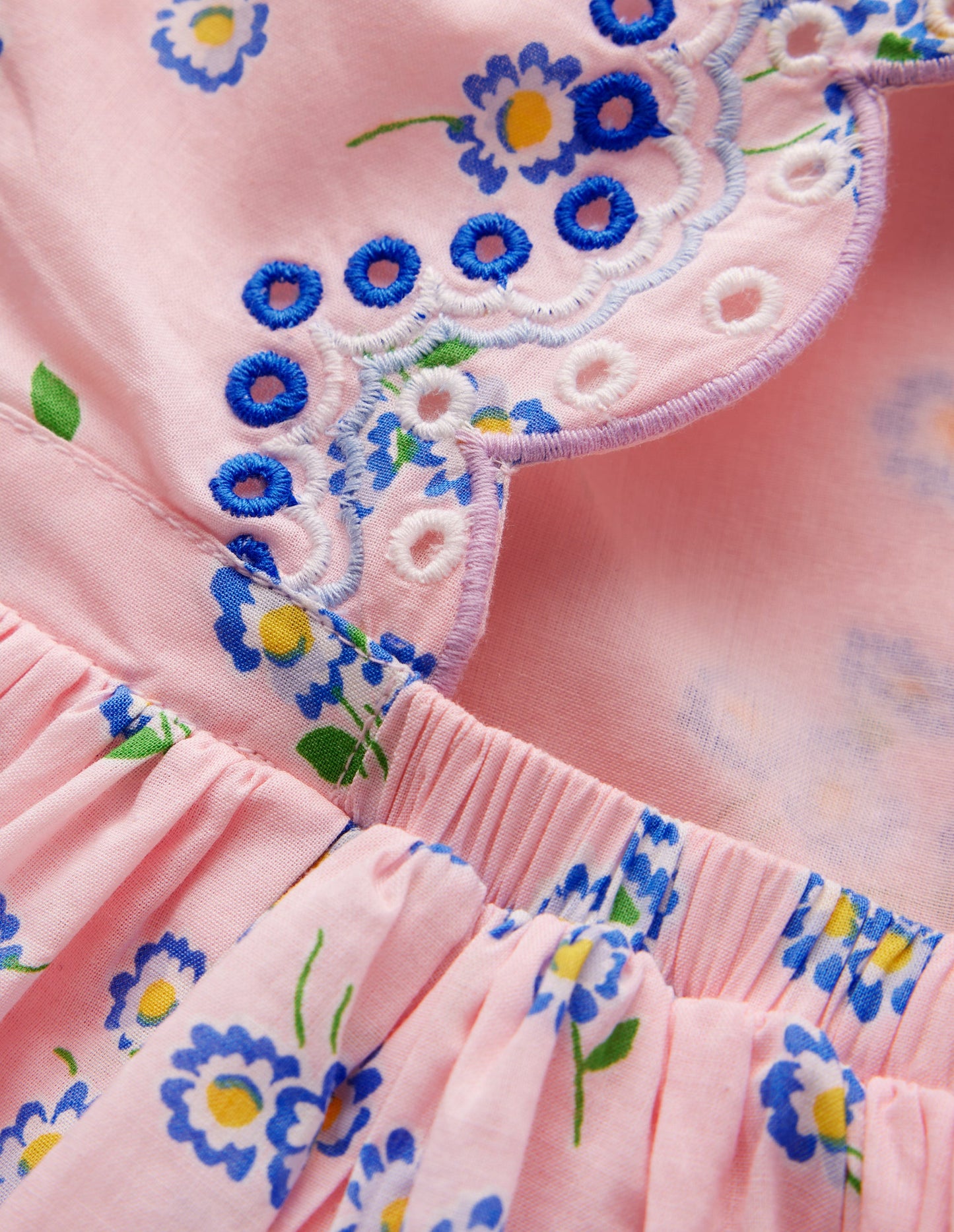 Broderie Back Detail Dress-Chalk Pink Ditsy