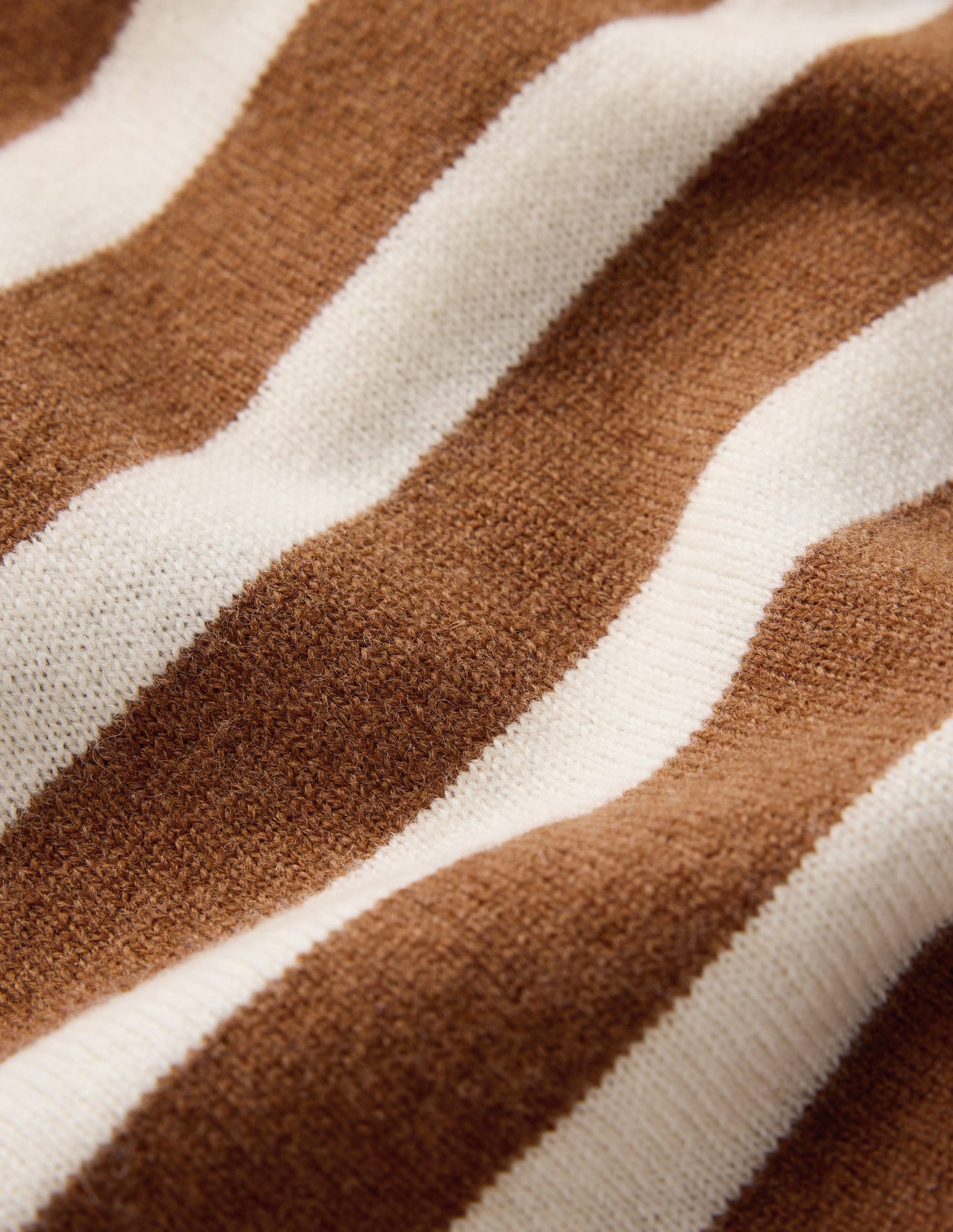 Bow Neck Knitted T-shirt-Gingerbread, Ivory Stripe