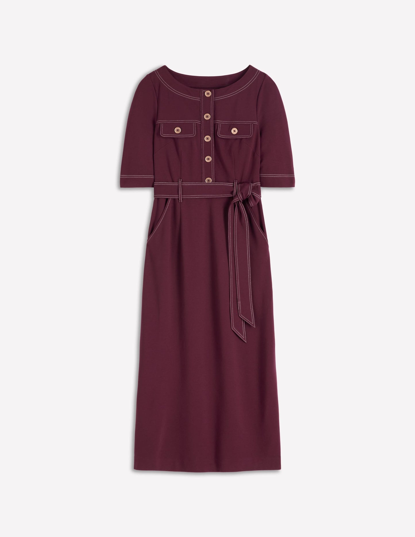 Bria Ponte Midi Dress-Deep Wisteria