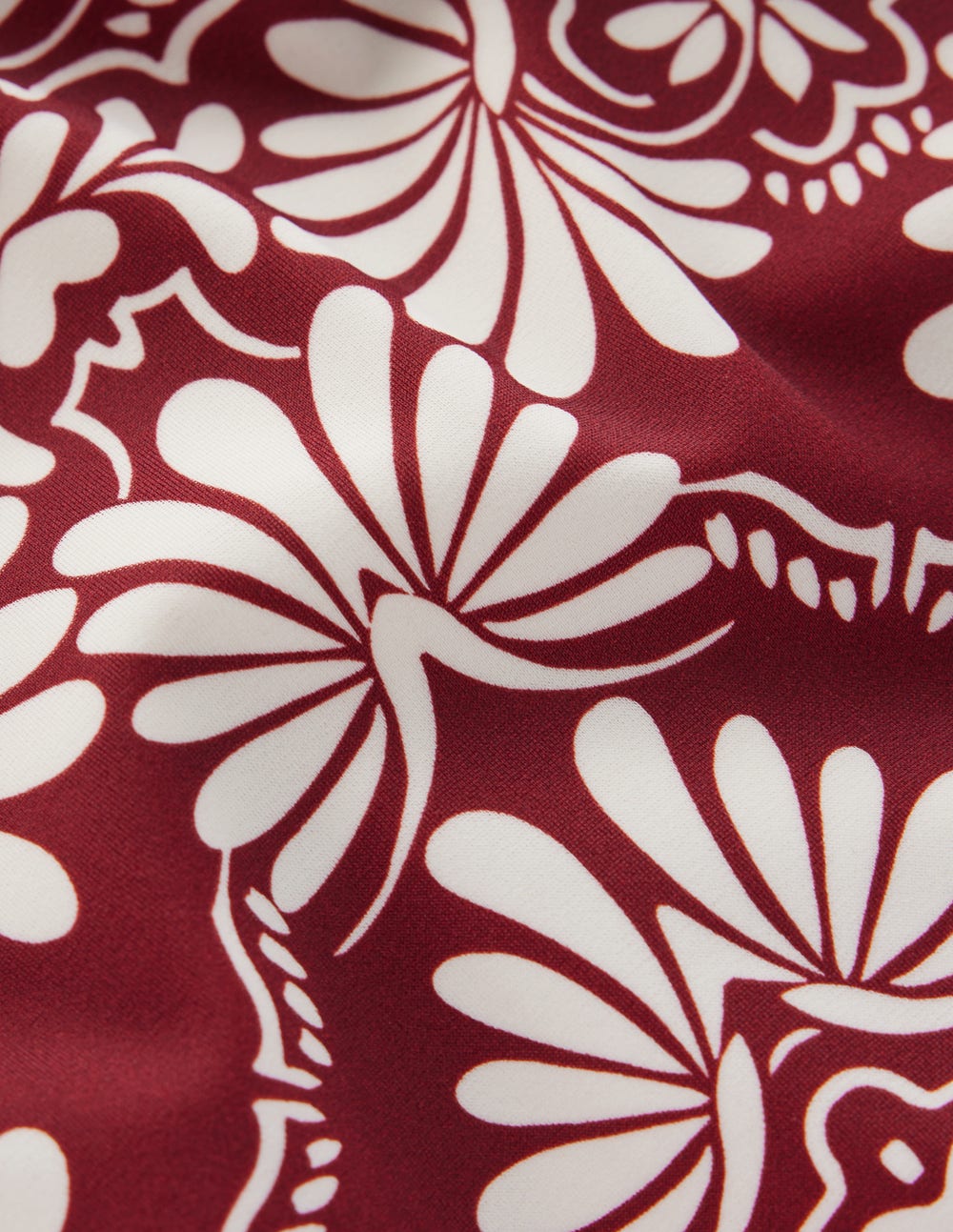 Bow Tie Shoulder Swimsuit-Maroon, Botanical Charm
