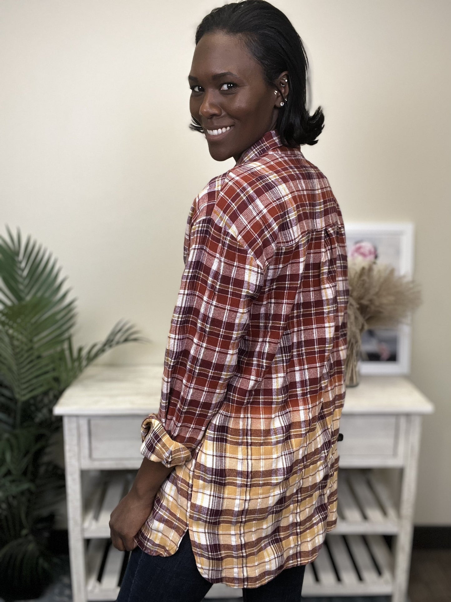 Nothing To Say Women's Plaid Button Down Long Sleeve Top