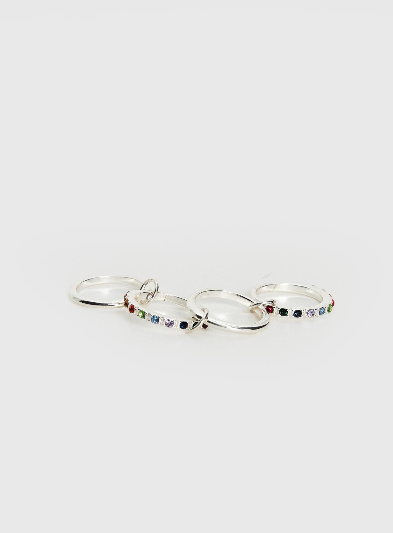 Leanah Stacked Gemstone Ring Silver