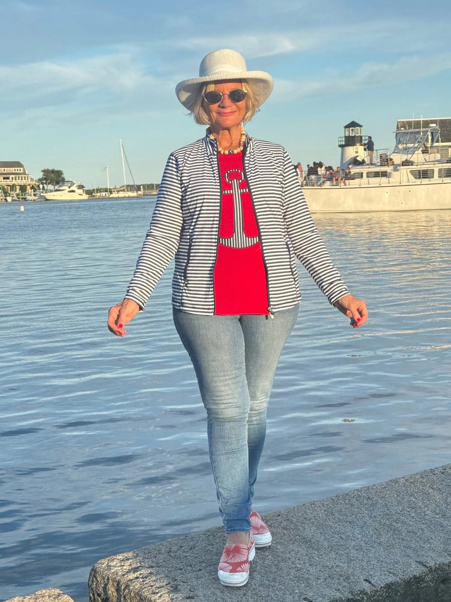 RED NAVY STRIPED ANCHOR