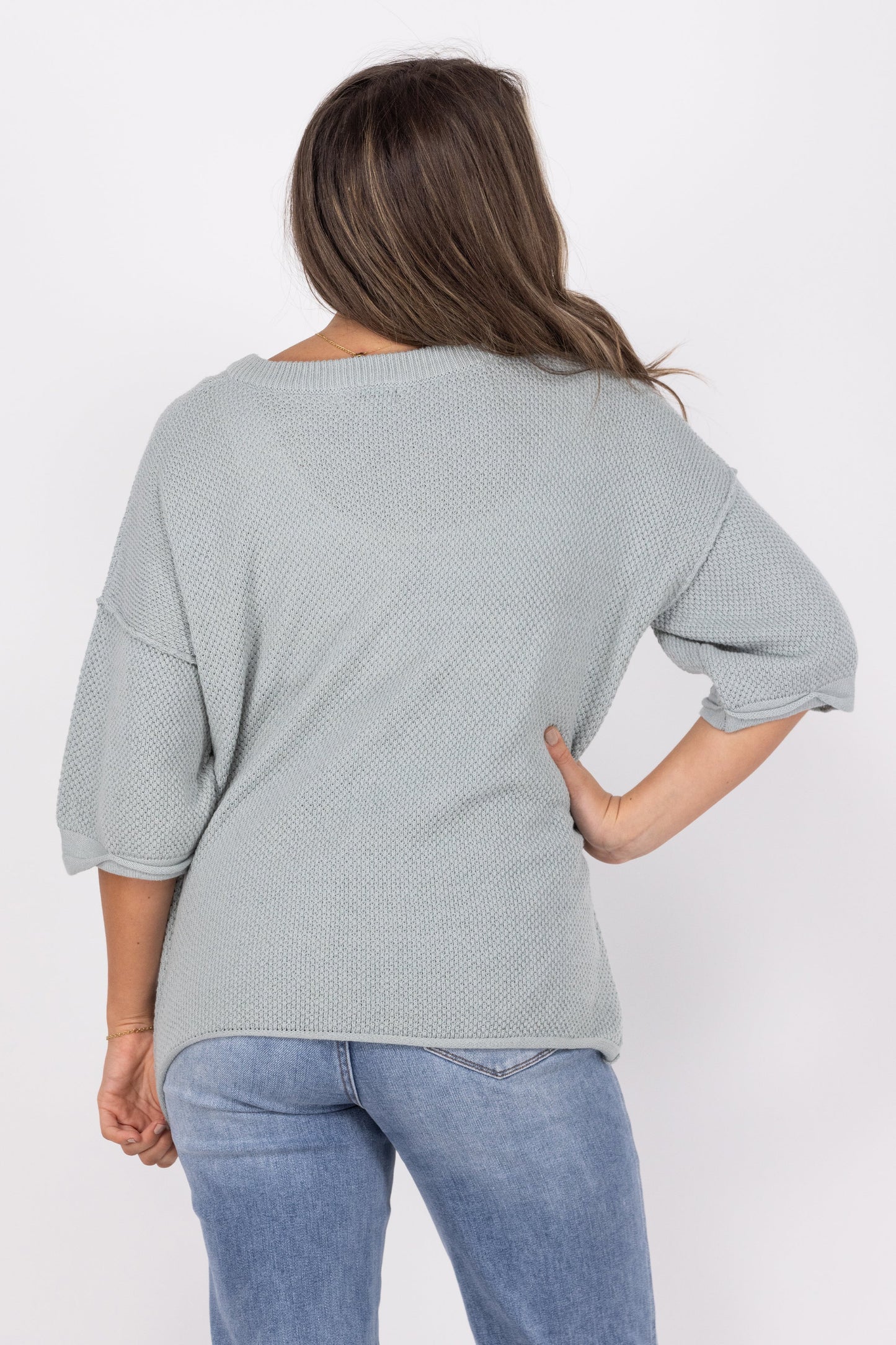 Nobody Is Around Women's Textured 1/2 Sleeve Top