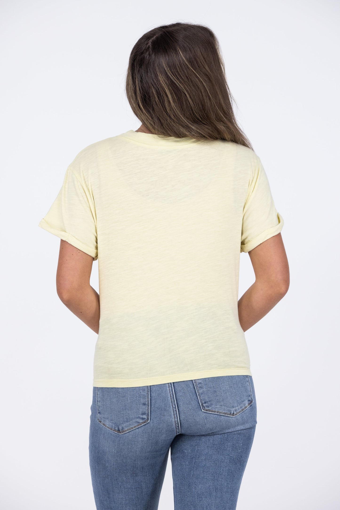 Premium Dreamy Adventure Women's V-Neckline Cuffed Short Sleeve Top