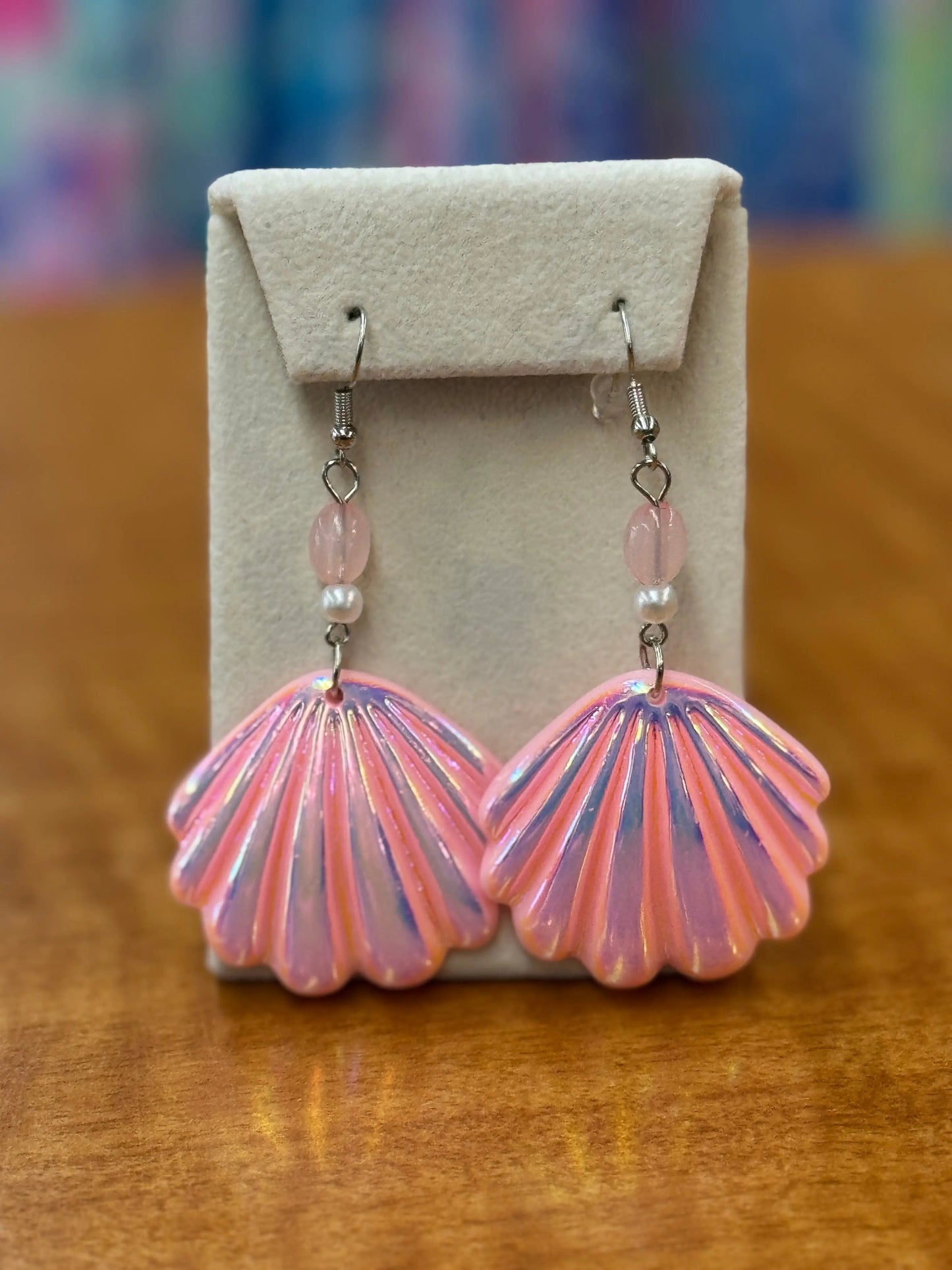 Pink shell earrings