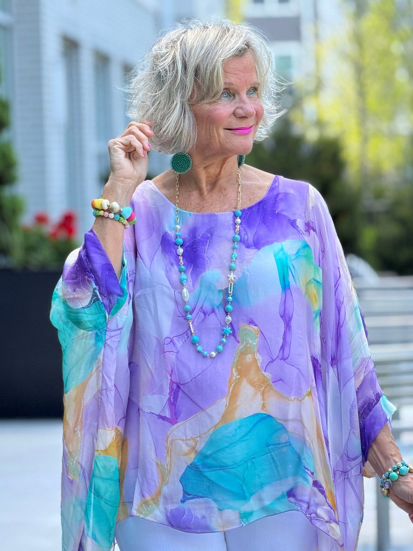 SHADES OF ORCHARD SILK TOP