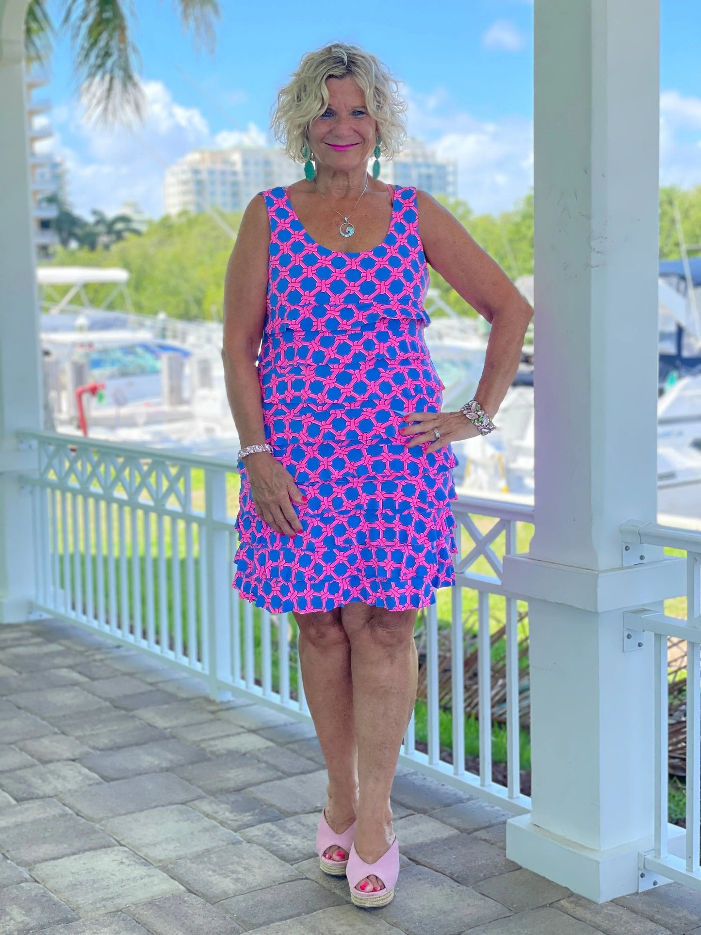 PINK SPADE LAYERED RUFFLE DRESS