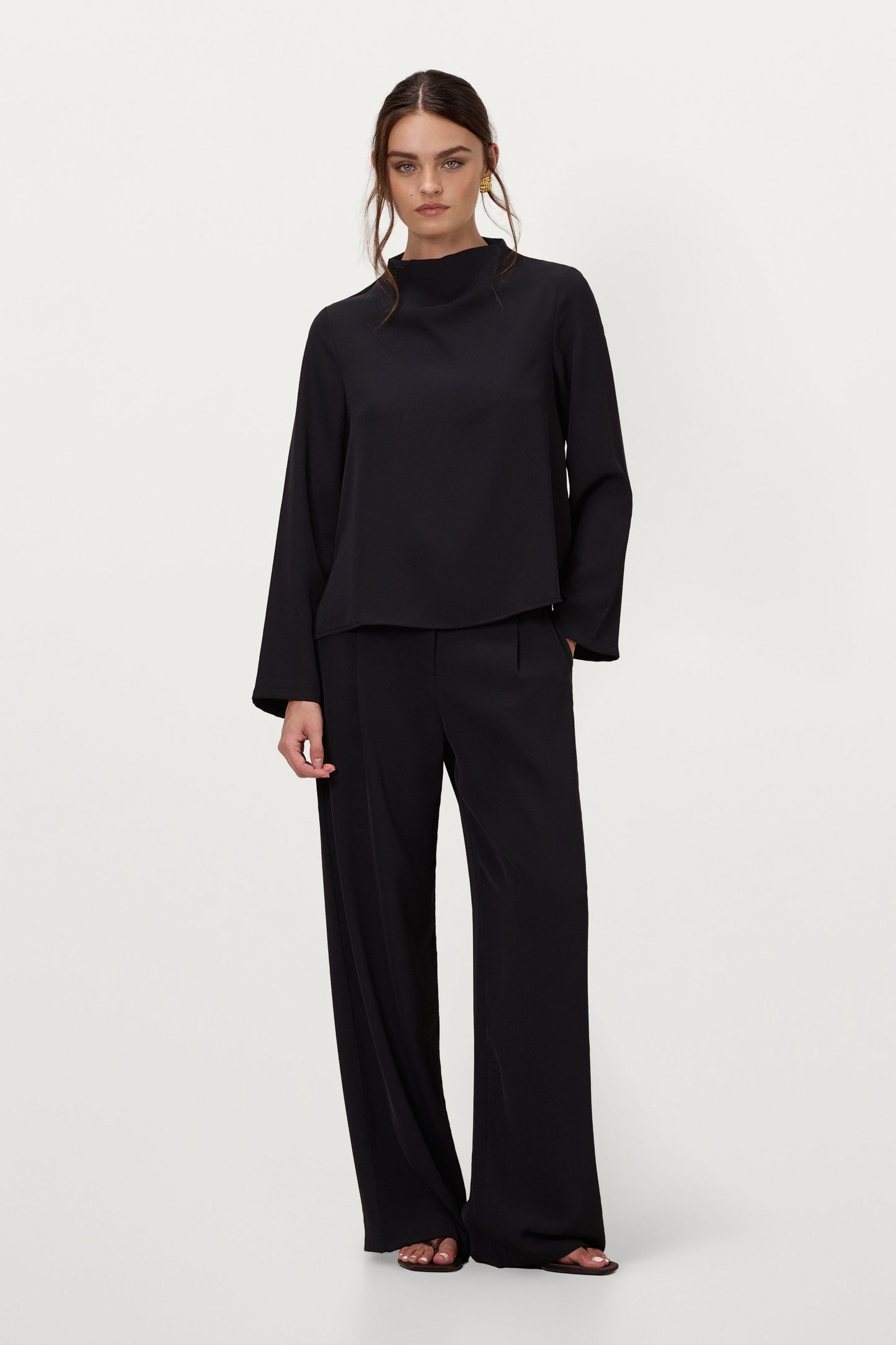 Lana High Neck Top | Black