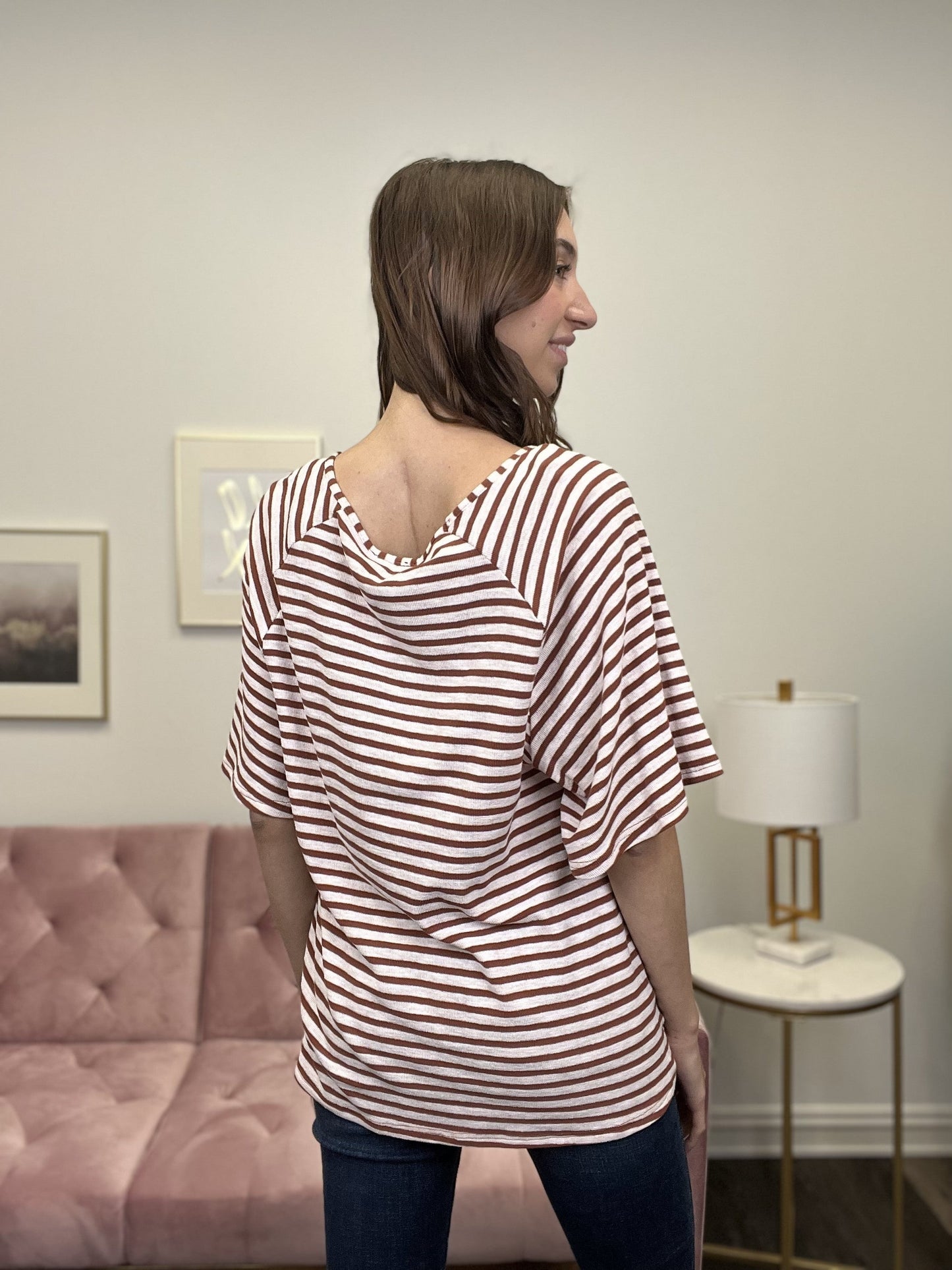 Sweet Honey Women's Striped Short Sleeve Top