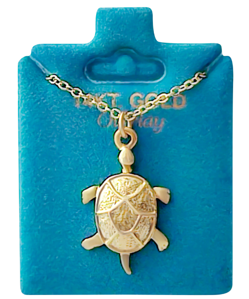 Made In USA Large Turtle Necklace Gold or Silver