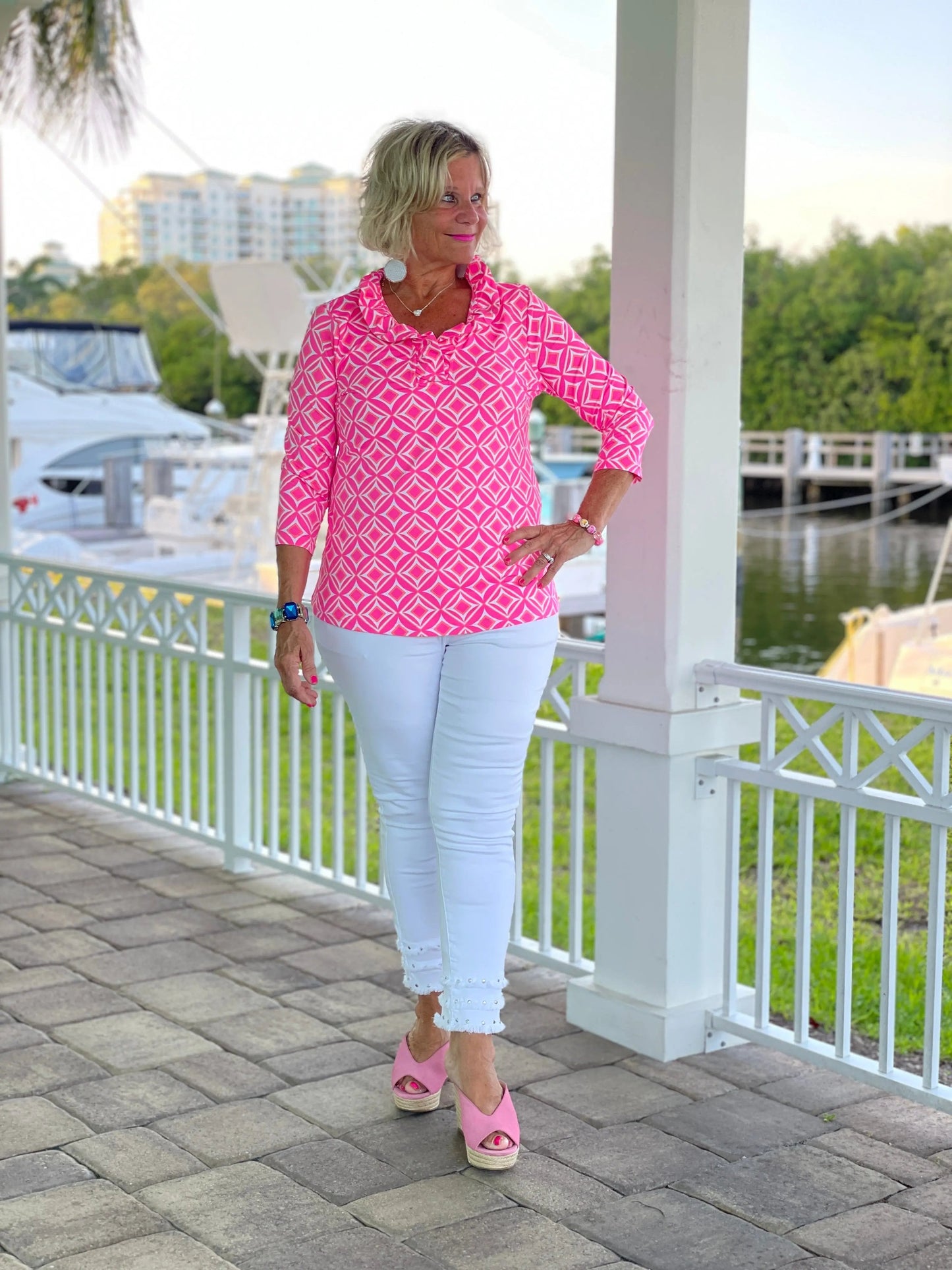 PINK DIAMONDS RUFFLE TOP