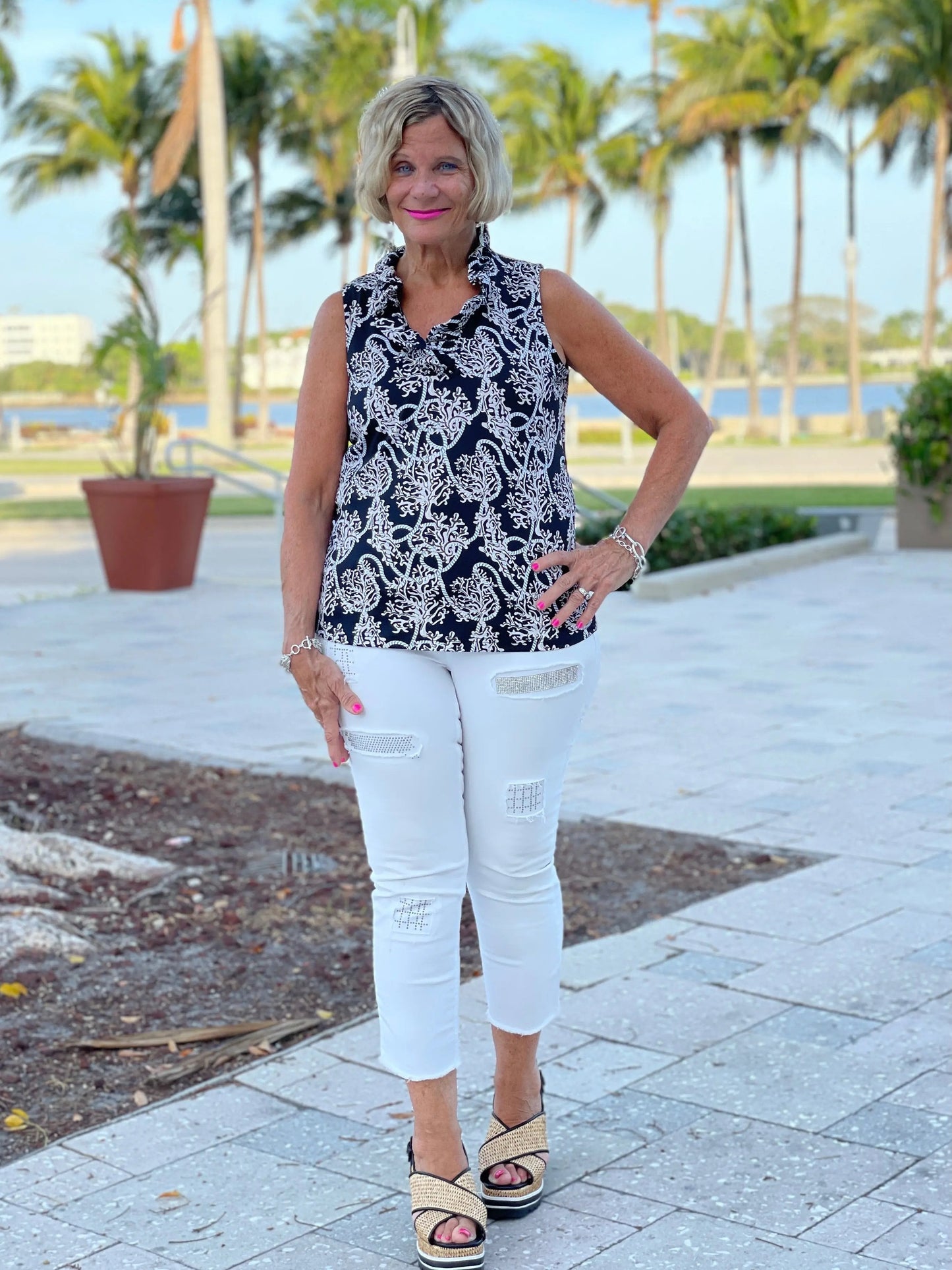 NAUTICAL LANE SLEEVELESS RUFFLE