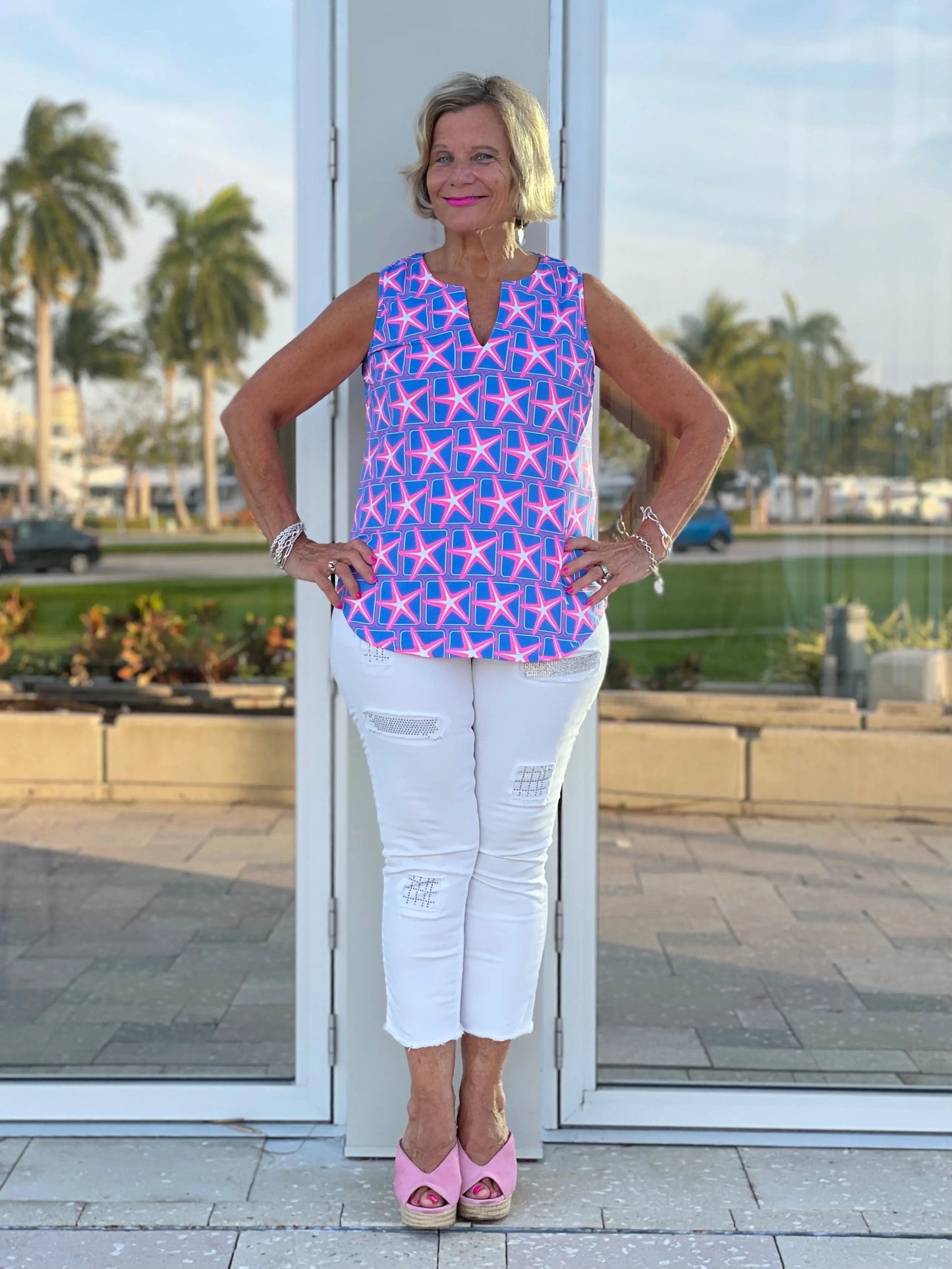 PINK STARFISH BEACH SLEEVELESS