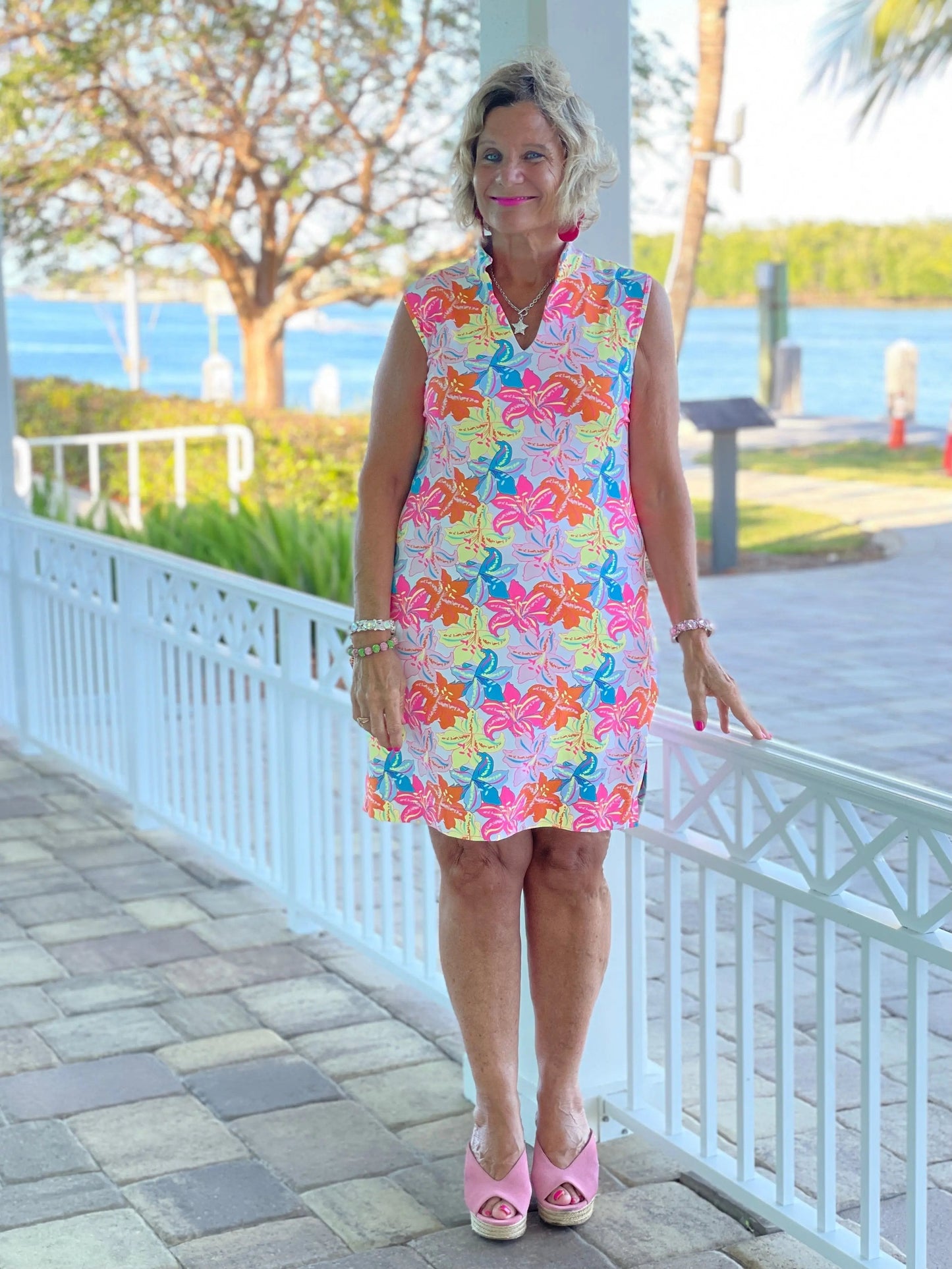 PALM BEACH GARDEN COLLAR DRESS