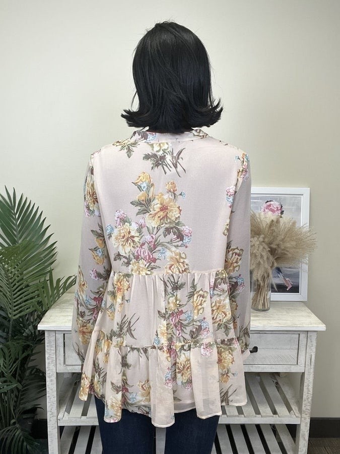 Flow Dreams Women's Floral Tunic Long Sleeve Top