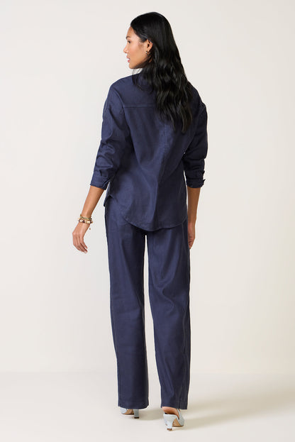 Joelle Stretch Linen Trouser with Tie Waist