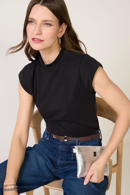 Kori Mock Neck Rib Top