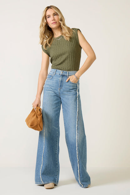 Joss Wide Leg Fray Outseam