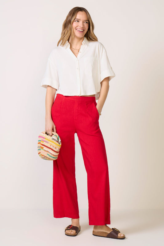 Maya Wide Leg Linen Ankle Pant