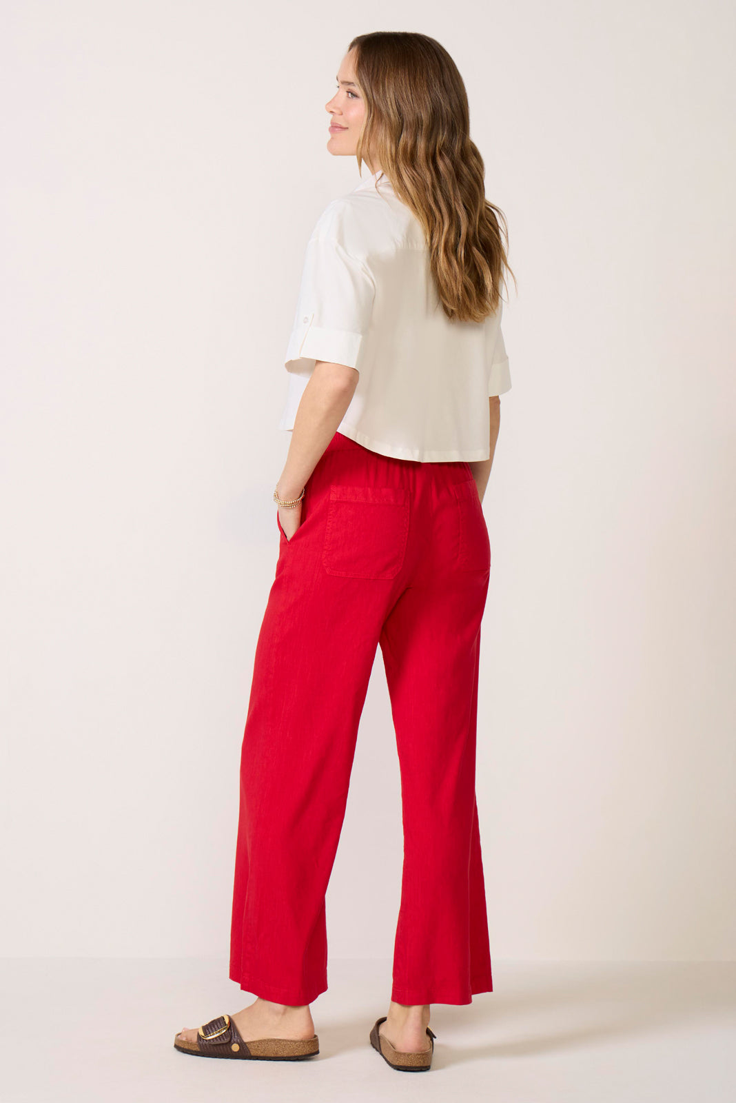 Maya Wide Leg Linen Ankle Pant
