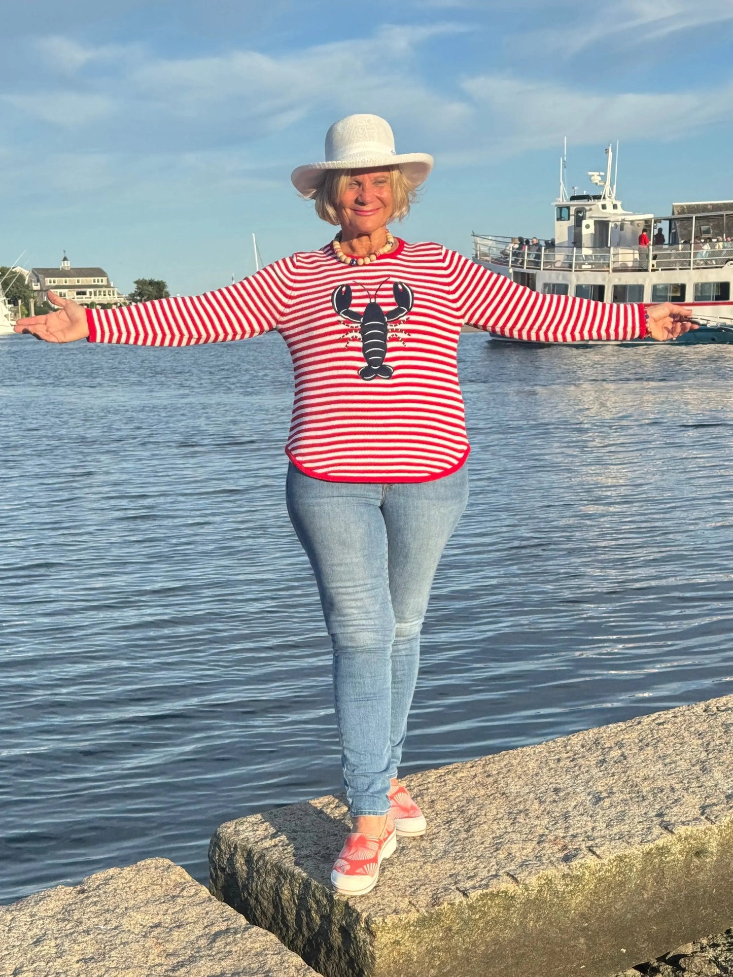 RED STRIPED LOBSTER SWEATER