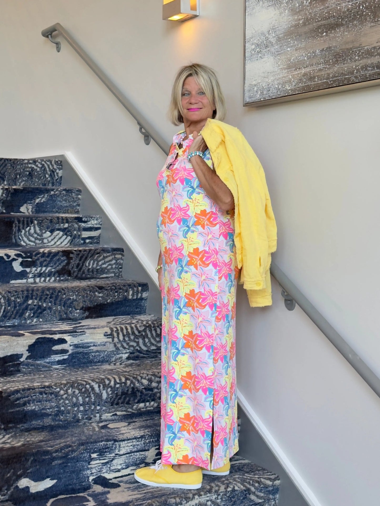 PALM BEACH  GARDEN RUFFLE MAXI DRESS