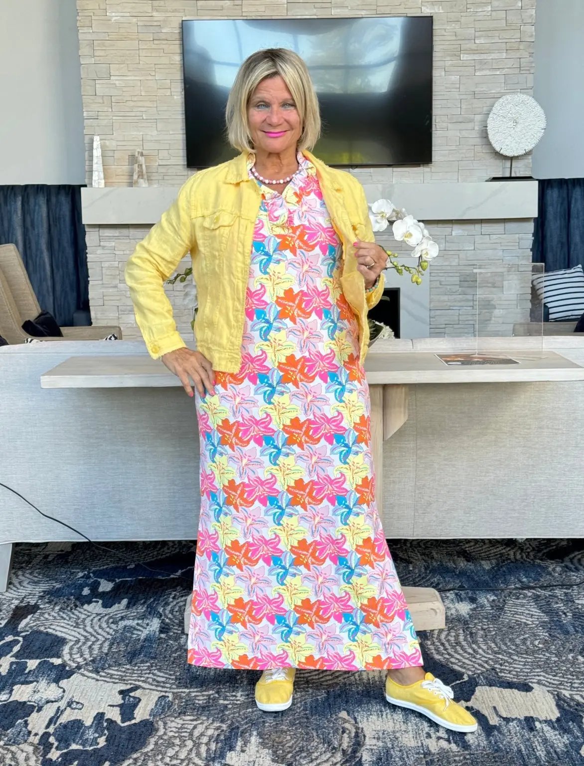 PALM BEACH  GARDEN RUFFLE MAXI DRESS