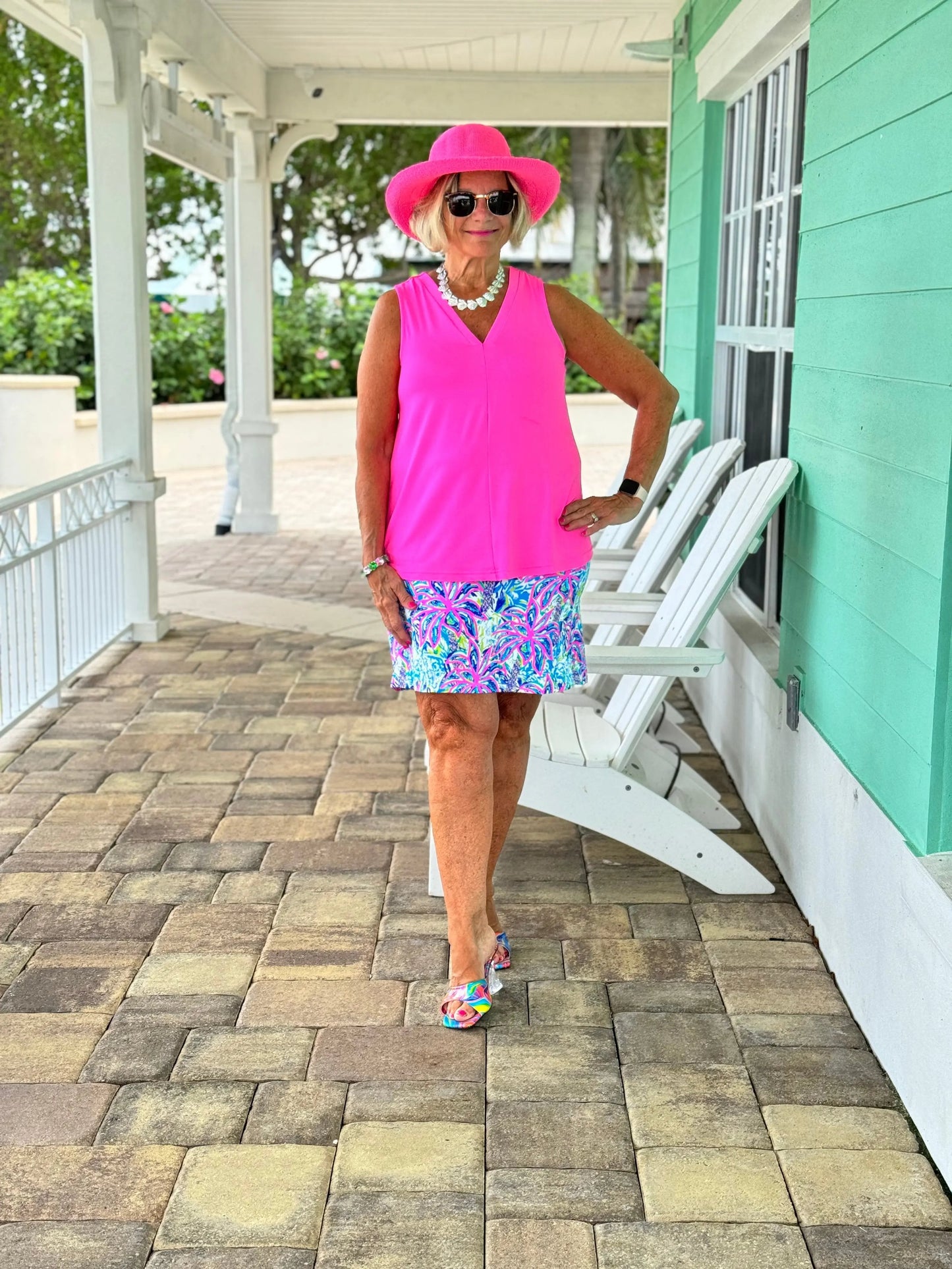 PINK PALM TREE SKORT