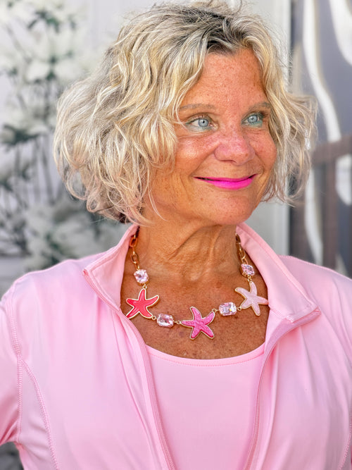 Pink Starfish Necklace Set