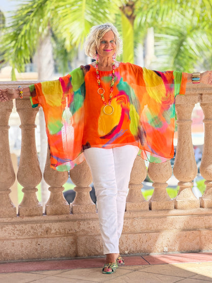 Sofia Sunrise Orange Silk top